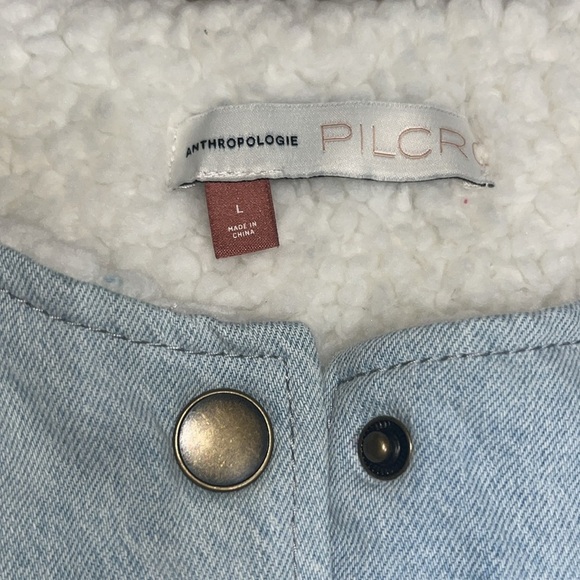 Anthropologie Pilcro Reversible Sherpa Denim Duster Coat Large - Picture 10 of 11